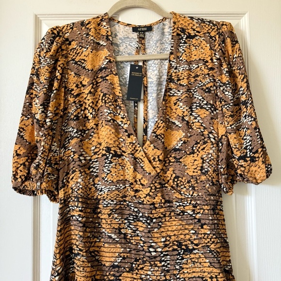 New AFRM Camila Animal Print Mini Dress Women’s M Golden Autumn Snake - Picture 7 of 17
